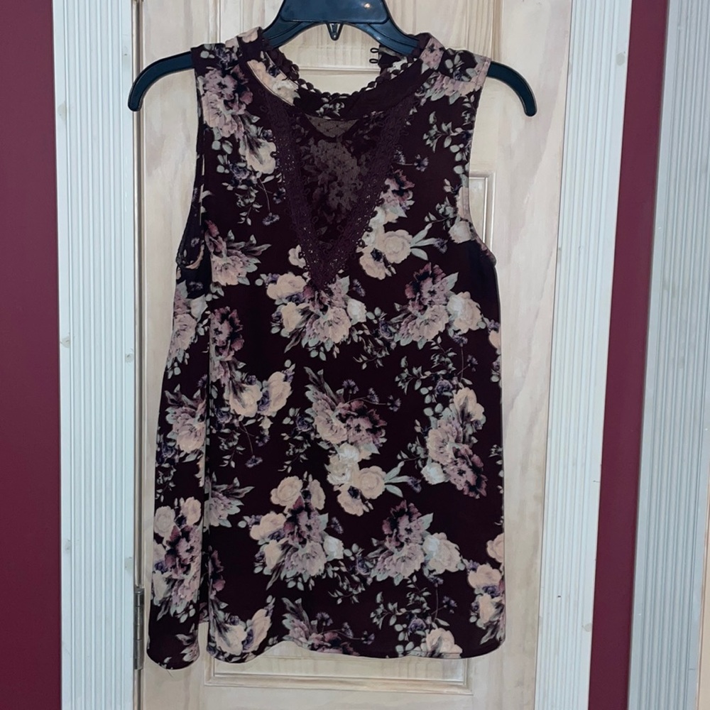 Purple floral blouse